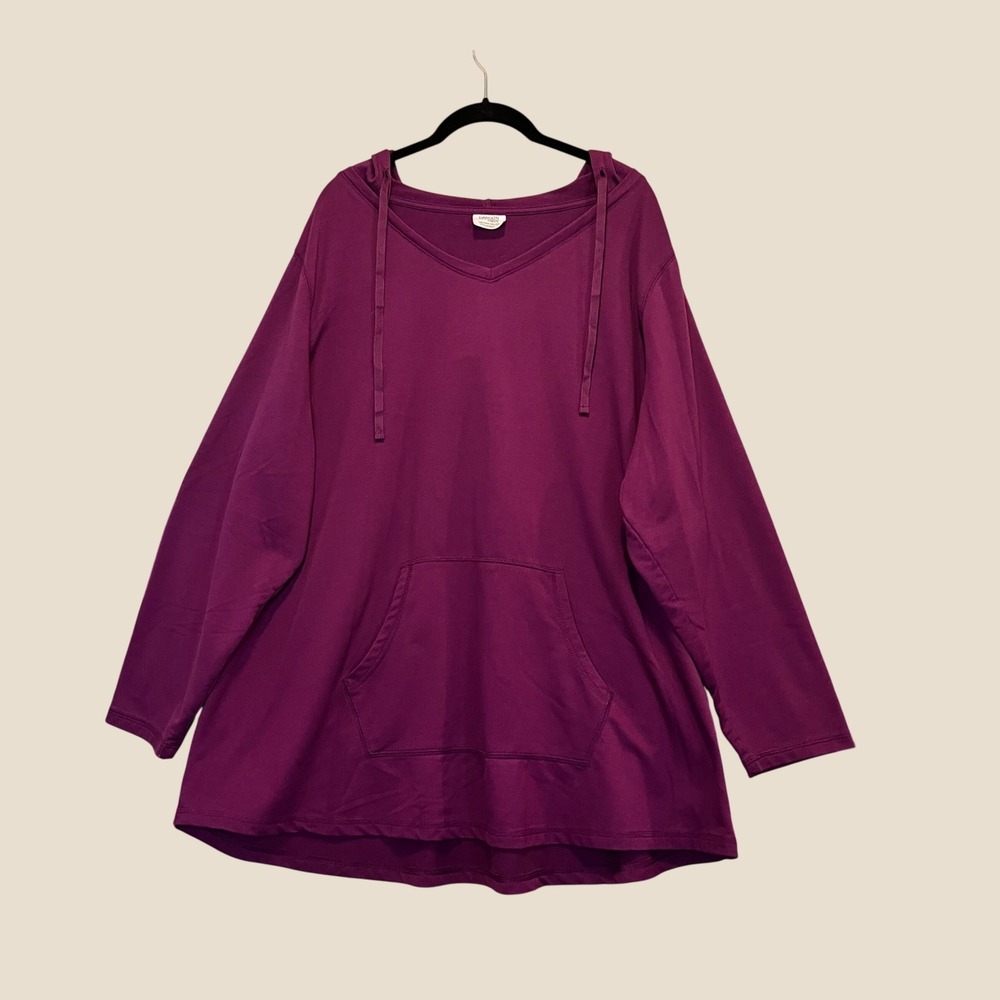 Danskin Now Hoodie Women 4X Plush Plum Athleisure Loose Fit V-Neck Yoga Layering